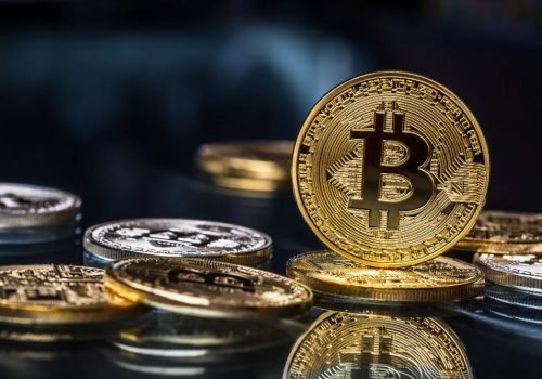 bitcoin munten op een tafel